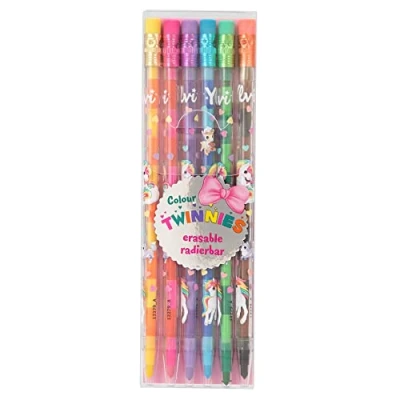 Imagen de Depesche 12279 Ylvi lápices de Colores Colour Twinnies, 6 con 2 Cada uno y Gomas borrar