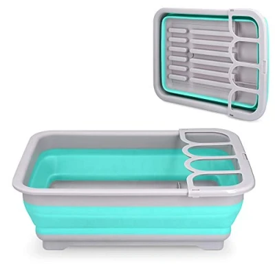 Imagen de Navaris escurridor de Platos Plegable Escurreplatos Cocina para secar vajilla Loza Cubiertos Vasos ollas Cesto portátil Viajes