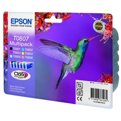 Imagen de Pack 6 Tintas Epson T0807 (cian, Cian Claro, Magenta, Magenta Amarillo, Negro)