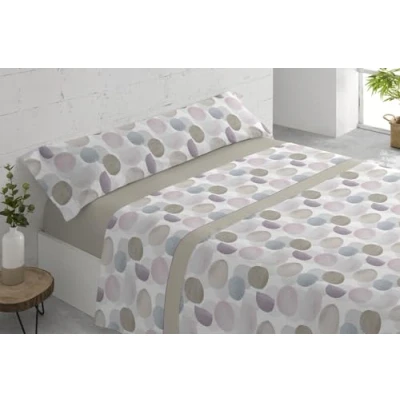Imagen de Donegal Collections Juego de Sábanas Estampadas 3 Piezas Cama 150 cm Sabanas 150x190 Incluye Sabana Bajera, Encimera, Funda Almohada Circ Beige