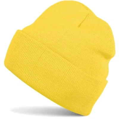 Imagen de styleBREAKER Unisex Beanie Gorro de Punto Unicolor, Fino Doble Punto, cálido Invierno 04024029, Color:Amarillo