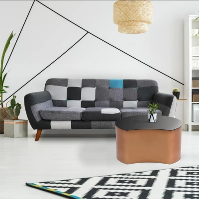 Imagen de Mesa de centro cristal y metal cobre Selemine Menzzo