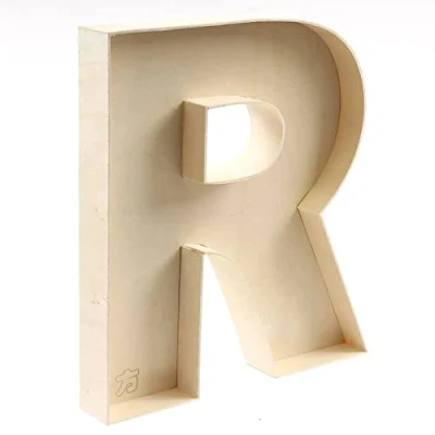 Imagen de Letras de madera sin terminar rellenables letra R hueca