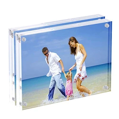 Imagen de AMEITECH Marcos de acrílico, 10 x 15 cm conjunto bloques doble cara transparente, marco fotos magnético sin escritorio paquete 2