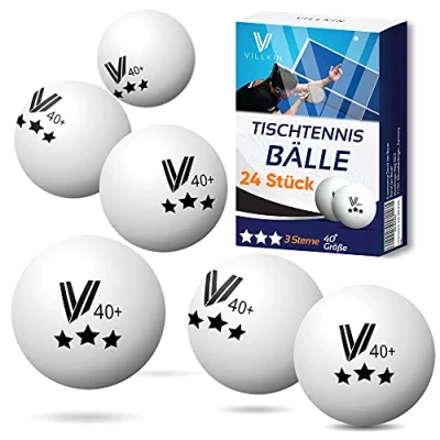 Imagen de Villkin Pelotas de ping pong mesa, 24 unidades, duraderas, 40 mm, para tiempo libre y competición