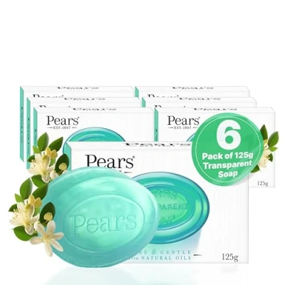 Imagen de Pears Pure &amp; Gentle Pastilla de Jabón Transparente con Extractos Flor Limón, 125g (6 Pack)