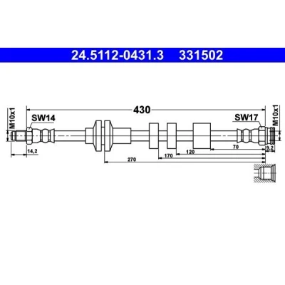 Imagen de ATE 24.5112 0431.3 Latiguillos de Freno 430 M10x1