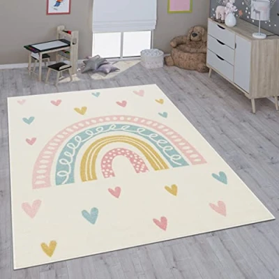 Imagen de Paco Home Alfombra Infantil Habitación Niña Niño Varios Estampados Y Tamaños, tamaño:Ø 160 cm Redon, Color:Crema 4