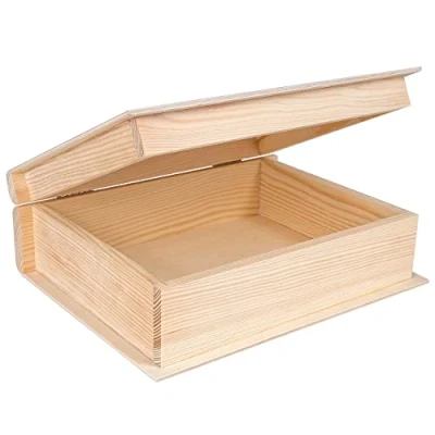 Imagen de Creative DECO Grande Caja Libro Madera para Decorar 24 x 19 7,5 cm con Tapa Decoracion Almacenaje Herramientas Fruta Decoupage Documentos Objetos de Valor Juguetes
