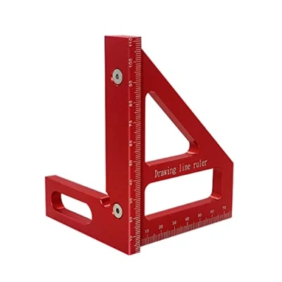 Imagen de Qutsvosh Transportador cuadrado para carpintería, aleación de aluminio, regla triangular, herramienta medición ingeniero carpintero, rojo