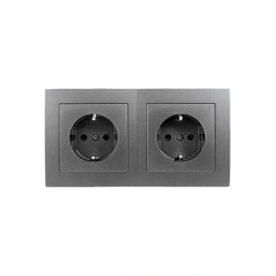 Imagen de McPower Flair Juego de enchufes Beginner 2S Profi 3 piezas, enchufe doble con conexión pinza gris oscuro, antracita, mate