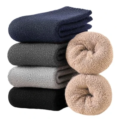 Imagen de VoJoPi Calcetines Hombre 5 Pares Gruesos Termicos Invierno de Lana para Senderismo Trekking y Camping Rizo Suave Acogedor, Cálido Transpirable