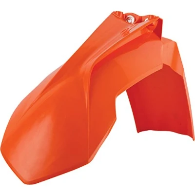 Imagen de POLISPORT 8573700001 Guardabarros delantero réplica OEM fabricado en plástico brillante duradero y resistente compatible con motocicletas KTM color naranja