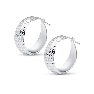 Imagen de Amberta Pendientes de Aro Gruesos para Mujer en Plata Ley 925: Aros Martillados 25 mm