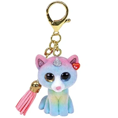 Imagen de TY Heather Cat Clip de Peluche, Estampado Animal, Multicolor, 9 cm (25059)