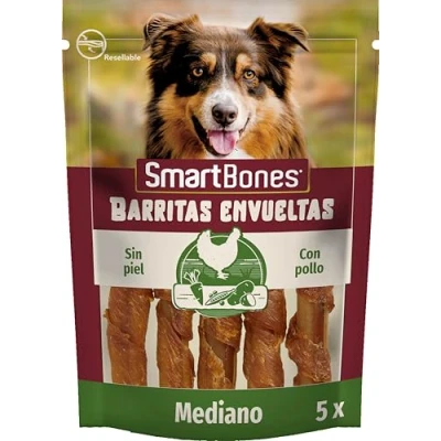 Imagen de Smartbones 5 palitos envueltos en pollo, sin cuero crudo, golosinas masticables para perros