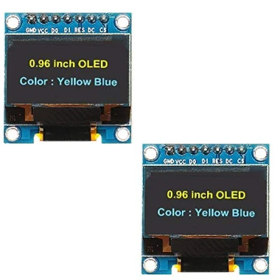 Imagen de Fasizi 2Pcs 7Pin Pantalla OLED de 0.96 Pulgadas 12864 SPI IIC Serial Módulo LCD para Arduino Fuente Amarilla Azul