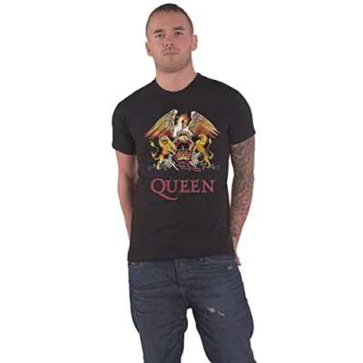Imagen de Queen Classic Crest Camiseta, Schwarz/Schwarz, S para Hombre