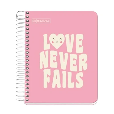 Imagen de Miquelrius Cuaderno A6, Notebook mensajes, 1 banda de color, 100 Hojas 90 g/m², Cuadrícula 5 mm, Sin taladros, Cubierta cartón duro, Color rosa