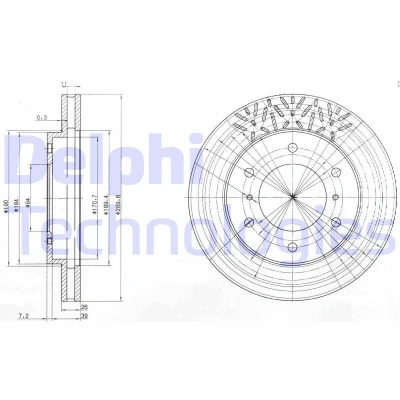 Imagen de DELPHI BG3812 Disco de freno 290 26 6 ventilado aceitado sin procesar cojinete rueda, anillo sensor ABS MITSUBISHI: PAJERO 3, 4