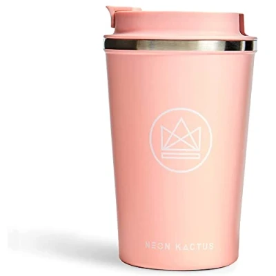 Imagen de Neon Kactus Taza Para Llevar Termo de 12oz Viaje Vaso Cafe Termico Acero Inoxidable Aislado Con Doble Pared Mantener Tu Bebida Fría o Caliente Tapa Hermética Flamenco Rosa