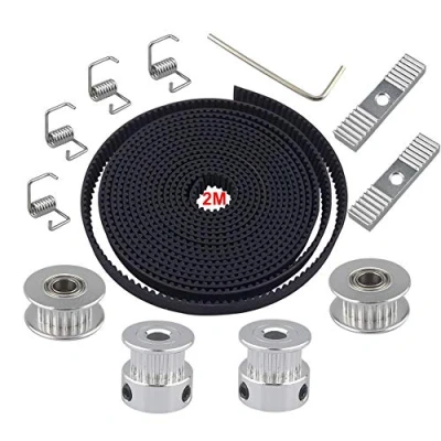 Imagen de FULARR® 2m Premium GT2 Correa Dentada 6mm Ancho + 2Pcs Sincronización Polea 20 Dientes 5mm Diámetro Idler 4Pcs Tensor Resorte Torsión Bloque de Montaje 2mm Allen Llave