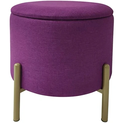 Imagen de Echtwerk Taburete Logan con Superficie de poliéster, función Almacenamiento, 40 x cm, hasta 150 kg, Color Morado, Metal