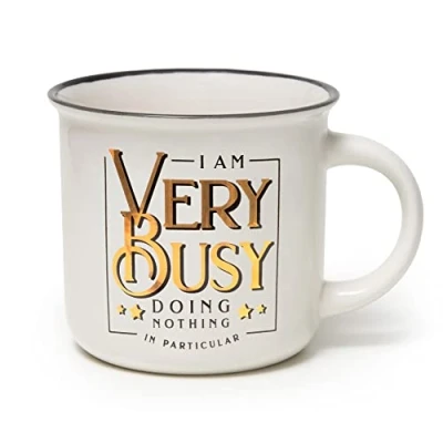 Imagen de Legami Cup Puccino, taza de porcelana New Bone China, tema Very Busy, Take a Break Collection, capacidad 350 ml, lavable en lavavajillas, apto para microondas (0054)