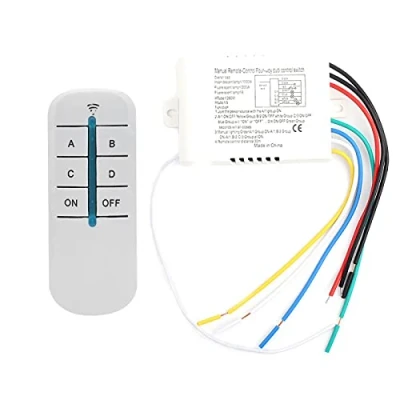 Imagen de control de luz interruptor pared remoto inalámbrico, 4 vías ON/OFF 220V Transmisor receptor inalámbrico digital, y