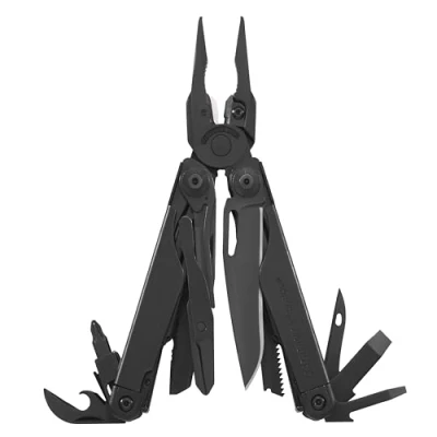 Imagen de Leatherman Surge Multiherramienta con 21 usos, incluyendo navajas de tamaño completo bloqueables, alicates regulares y punta, corta alambres, fabricado en EE.UU, negro