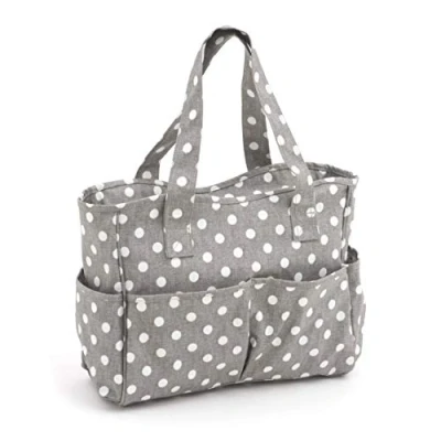 Imagen de Hobby Gift MRB 8 Artesanal Exclusiva, Bandolera, Bolsa de Tejer, Almacenamiento Hilo, Mochila Escolar, Algodón PVC, Lunares Gris, 13 x 36 31cm