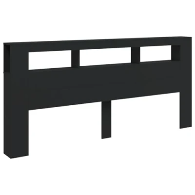 Imagen de vidaXL Cabecero con LED, Cabezal de Almacenaje, para Cama, Estantes Dormitorio, Madera Ingeniería Negro 220x18,5x103,5 cm