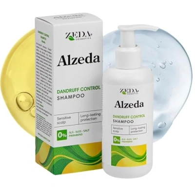 Imagen de ALZEDA champú anticaspa 200 ml con ácido salicílico y sulfuro de selenio, salicílico, fórmula 100% libre sulfatos aceite macadamia, cuero cabelludo sensible, para hombre
