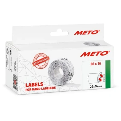 Imagen de Meto etiquetas para etiquetadoras manuales (26x16 mm, 2 líneas, blanco, 6000 unidades, adherencia permanente, Meto, Contact, Sato, Avery, Tovel, Samark, etc.)
