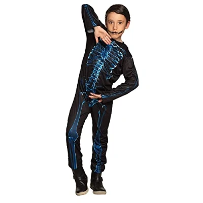 Imagen de com four® Disfraz de Esqueleto para niños Halloween Mr. X Ray Carnaval y niñas 127 cm (El 127cm)