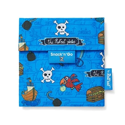 Imagen de Roll&#039;eat ® Porta Sandwich Reutilizable, Bolsa Ecológica sin BPA, Bocadillo de Color Piratas Azul Snack&#039;n&#039;Go Kids
