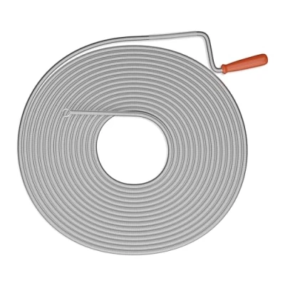 Imagen de Relaxdays Desatascador de Tuberías, 15 m, para Desatascar Fregaderos, Desagües y Duchas, Espiral, Acero, Platedo Rojo