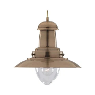Imagen de Searchlight Fishermans Lantern Lámpara de Techo Estilo náutico. Acabado Antiguo, 60 W, Cristal, Latón Envejecido