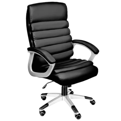 Imagen de TecTake®, Silla Oficina Ergonómica, Sillón Escritorio Ajustable, Giratoria con Base de Ruedas, Altura Regulable, Acolchado Extra Grueso, Ergonómico, Basculante, 360 Rotación Negro