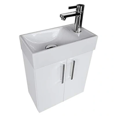 Imagen de paplinskimoebel Mueble de Lavado Manos con Patas Blanco Lavabo cerámico, 40 x 22 cm Izquierda/Derecha (Blanco)