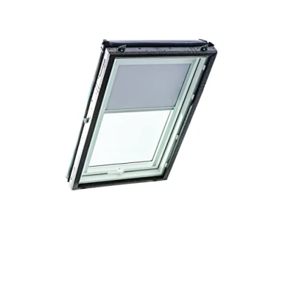 Imagen de Roto Estor Opaco Original ZRV Casi Completo, riel de guía Plateado para Ventanas tejado Designo R4/R7 y Classic 43/73 con tamaño 074/118 07/11, Color Gris Claro