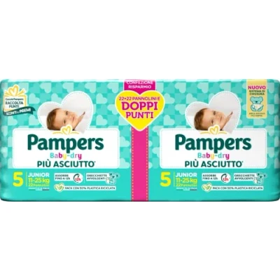 Imagen de Pampers Baby Dry Junior Paquete doble, talla 5 (11 25 kg), 44 pañales