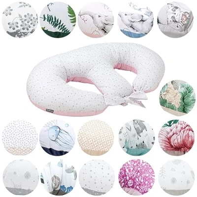 Imagen de Bellochi Amohada Embarazada para Gemelos Algodón Cojin Lactancia con Funda 40x60 cm Almohada de Posicionamiento del Bebé Aurora