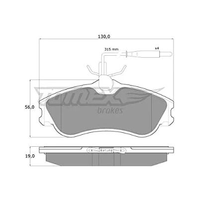 Imagen de TOMEX brakes TX 11 12 Juego de pastillas freno Eje delantero con contacto aviso desgaste incorporado PEUGEOT: 206 Hatchback, 306 Hatchback