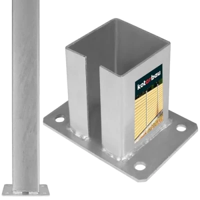 Imagen de KOTARBAU® Casquillo atornillable para postes, 100 x mm, de acero galvanizado en caliente, soporte anclaje hormigón, suelo, vigas, poste