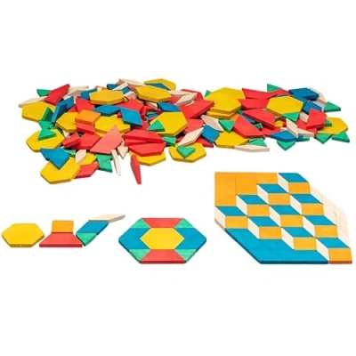 Imagen de WISSNER Wood Puzzle Bloques de patrones juegos rompecabezas, Patented Eco Friendly &#039; FUN Ejercicios en geometría, simetría y colores