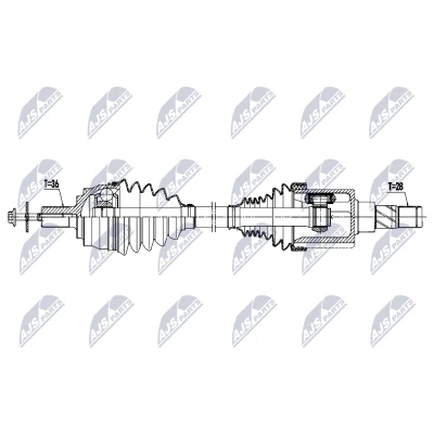 Imagen de NTY NPW VV 170 Árbol de transmisión Eje delantero, izquierda 574mm Caja cambios manual, 6 marchas