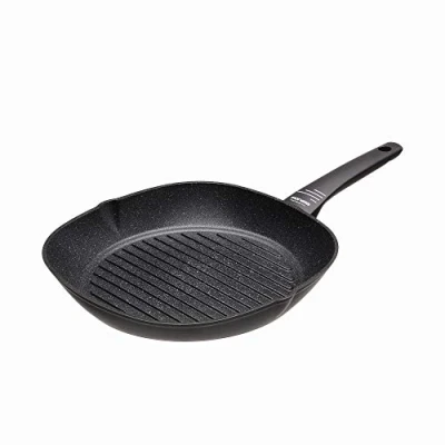Imagen de Moneta Yes (Zeus 2.0) Parrilla Grill, Aluminio Antiadherente Reforzado, Color Negro, para todo tipo de cocinas incluida inducción, 28 cm