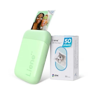 Imagen de Liene Bluetooth Impresora Móvil, 2 x 3 de Fotos Portátil con 50 Zink Papeles Fotográfico Adhesivo, Mini Instantánea, Compatible iPhone &amp; Android Smartphone (Verde)
