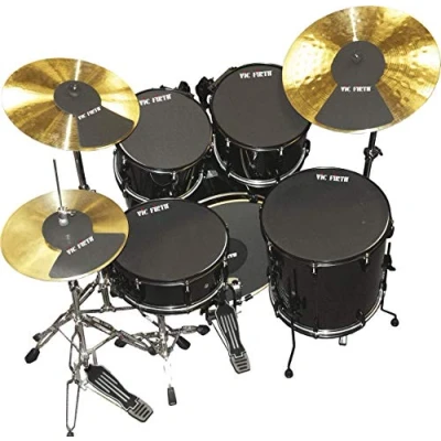 Imagen de Vic FIrth Práctica silenciosa Kit de Silenciador para tambores Tamaños diámetro: 10, 12, 14(x2), 22&quot;, HiHat and Cymbal (x2)